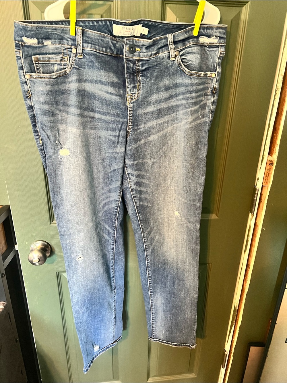 Torrid Light-Mid Blue Distressed Ankle Jeans